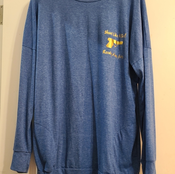 Shoot Like a Girl long sleeve blue XLarge tshirt gold graphics - Picture 4 of 6
